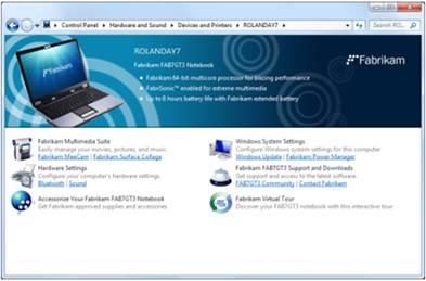 Device Stage experience for a PC