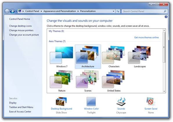 Personalization Control Panel