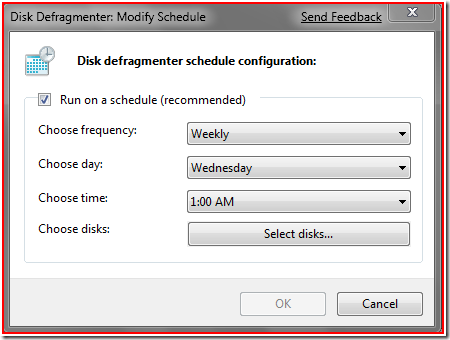 Windows 7 Defrag Schedule