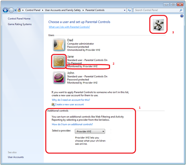 Figure 1 Windows 7 Parental Controls screen