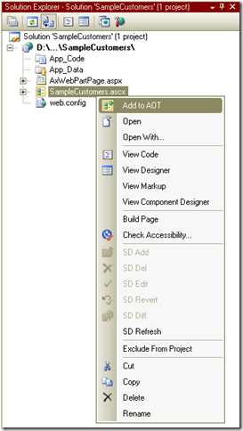 Adding the User Control to the AOT