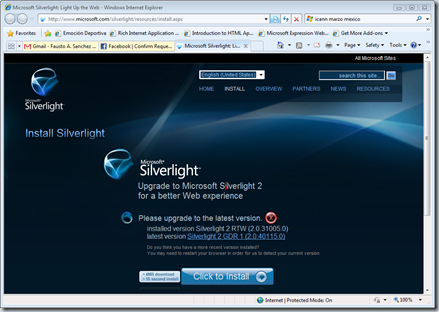 Instala la nueva versión de Silverlight