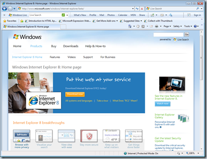 Internet Explorer 8 RC1