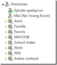 Liste de contacts Live