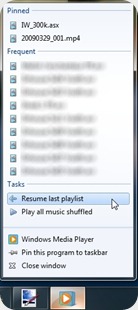 Jump List Media Player