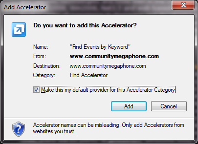 Communit Megaphone Find by Keyword Accelerator