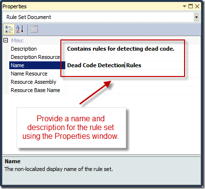 Rule set Properties window