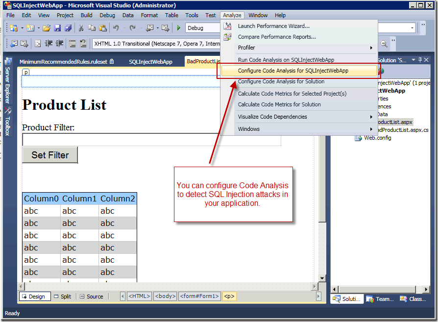 Configure Code Analysis