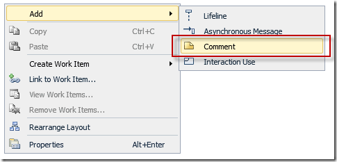 Add a comment to a sequence diagram