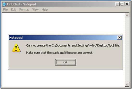 notepad lpt1