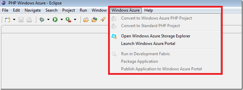 Windows Azure Menu Item