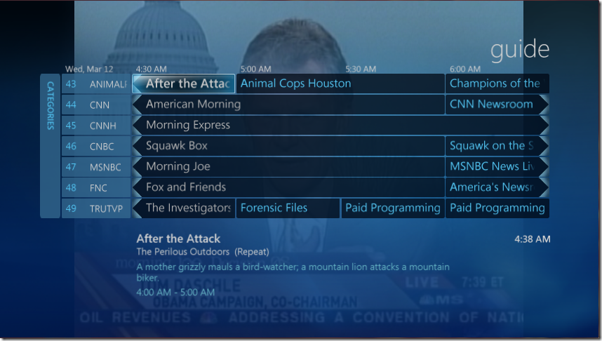 MCE TV Program Guide