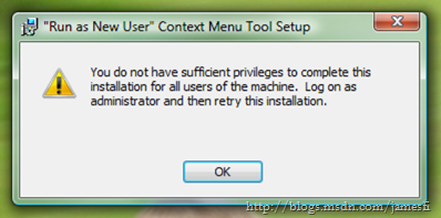 You do not have sufficient privileges to complete this installation for all usrs of the machine.