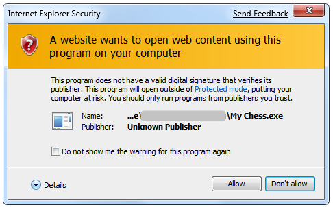 My Chess Security Warning