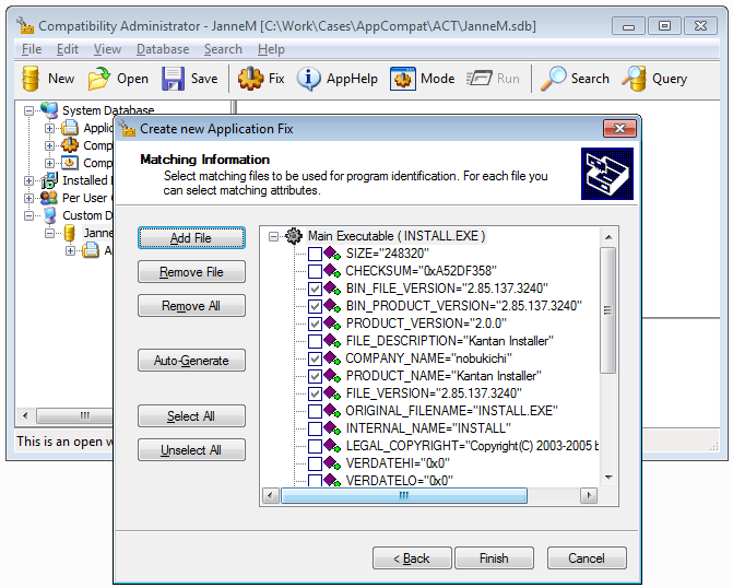 Compatibility Administrator for Tombo Install.exe (part 4)