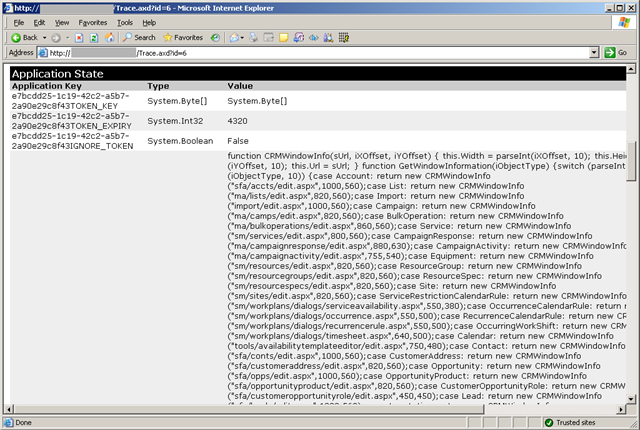 CRM Trace details