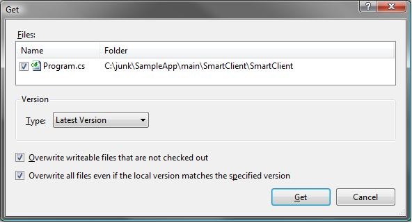 Get Specific Version dialog