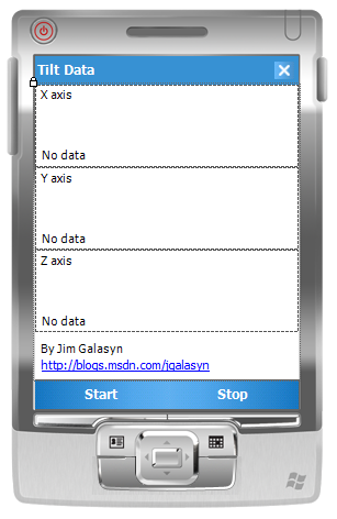 The TiltData main form in the Visual Studio designer. 