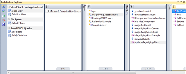 The Architecture Explorer window gives you another view of your types.