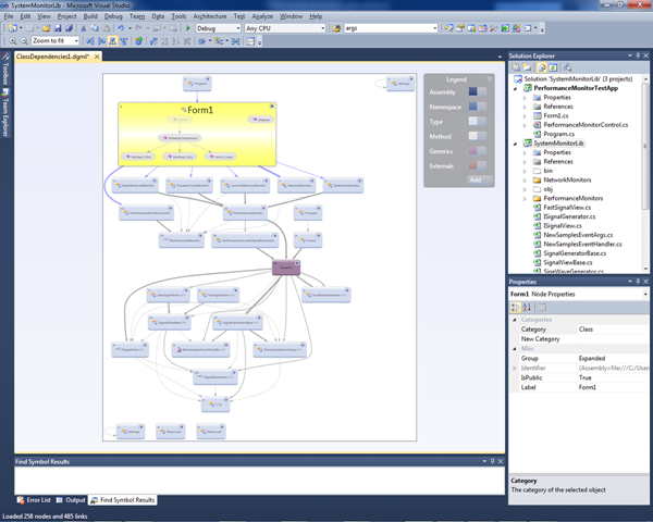 The beautiful Dependency Graph tool creates directed graphs and emits dgml, enabling you to browse through your types.