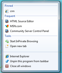 IE8 Jumplist