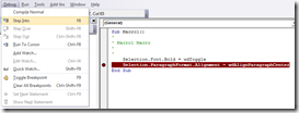 Debugging in VBA