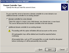 Active Directory Installation Wizard