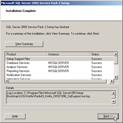 SQL Server Service Pack 2 Setup