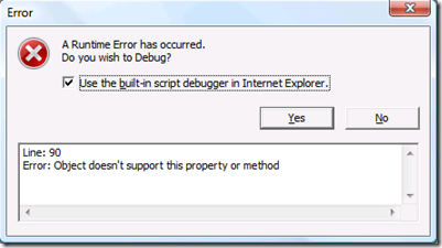 Just in time debugging dialog