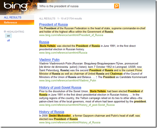 Bing Whi is the president of Russia