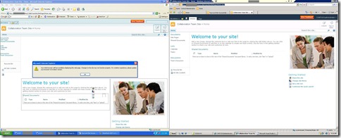 IE6 vs IE7 - Collaboration Team Site 1