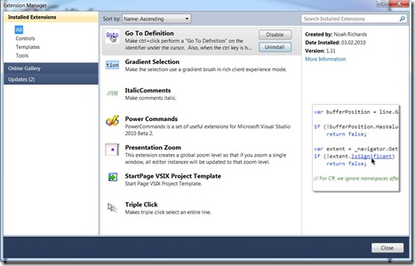 my visual studio 2010 plugins new 