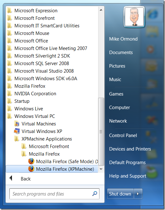 Start Menu Firefox