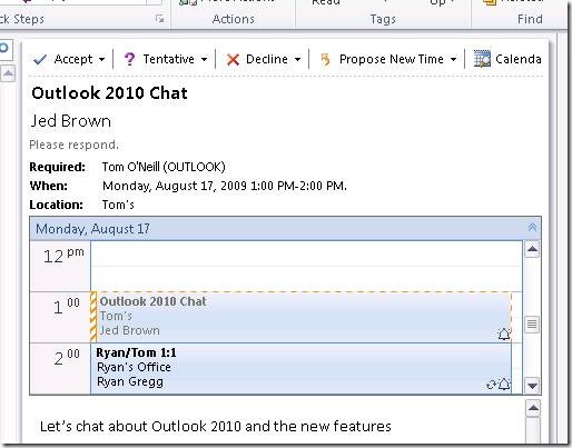 screenshot of calendar preview in reading pane