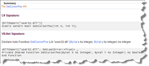 SetCursorPos PInvoke C# VB.NET