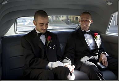 Joe Alfano, left, and Frank Capley are on their way to be married at San Francisco's City Hall on June 17th after the California Supreme Court decides it is legal for same-sex couples to marry. Joe and Frank have been together for 8 years.