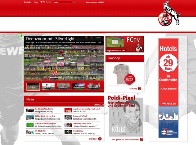 Fotowand in Silverlight des 1. FC Köln 