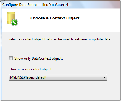 LINQDatasourceConfigureDatasource