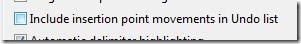 Включить перемещения точки вставки в список отмены в английской версии
