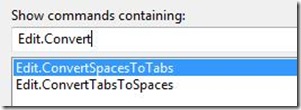 Convert Spaces To Tabs shown in Tools Options Keyboard page