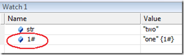 1# as Name in Watch window