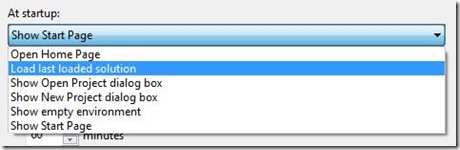 Visual Studio Start Up options