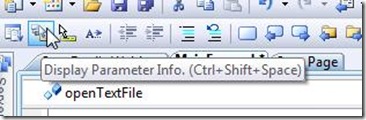Display parameter info on text editr toolbar