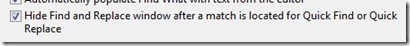option to hide find and replace window
