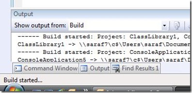 Output window starting to appear during build