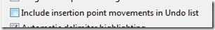 Include Insertion Point Movements Tools Option