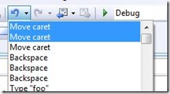 Move caret command in the undo list