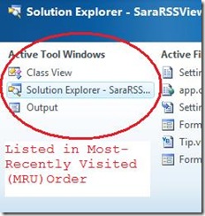 Tool Windows Shown in Most-Recently Used order