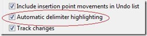 Automatic Delimiter Highlighting Tools Option