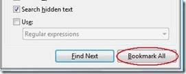 Bookmark all button on Quick Find window